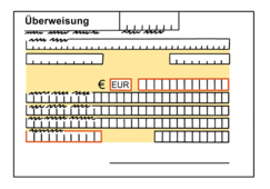Das Bild zeigt einen Bank&uuml;berweisungs-Schein.